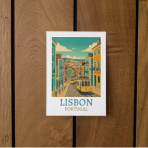 Carte Postale Illustration de voyage vintage à Lisbonne au Portu