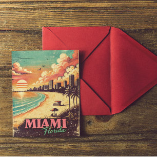 Carte Postale Illustration de voyage vintage à Miami Floride