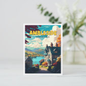 Carte Postale Illustration de voyage vintage Ambleside England (Debout devant)