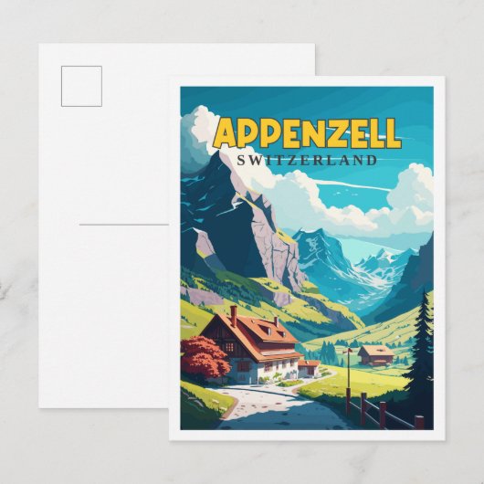 Carte Postale Illustration de voyage vintage Appenzell Suisse (Devant / Derrière)