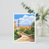 Carte Postale Illustration de voyage vintage Barcelone Espagne (Debout devant)