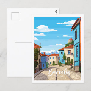 Carte Postale Illustration de voyage vintage Barcelos Portugal