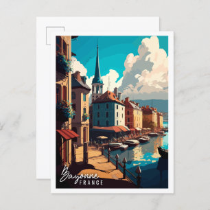 Carte Postale Illustration de voyage vintage Bayonne France