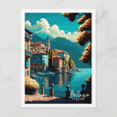 Carte Postale Illustration de voyage vintage Bellagio Italie (Devant)