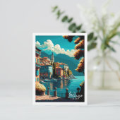 Carte Postale Illustration de voyage vintage Bellagio Italie (Debout devant)