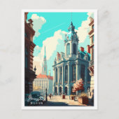 Carte Postale Illustration de voyage vintage Bruxelles Belgique (Devant)