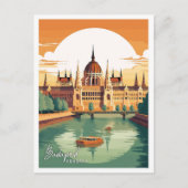 Carte Postale Illustration de voyage vintage Budapest Hungary (Devant)