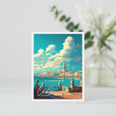 Carte Postale Illustration de voyage vintage Cadiz Espagne (Debout devant)