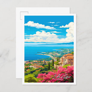 Carte Postale Illustration de voyage vintage Côte d Azur France