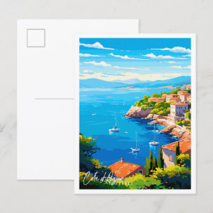 Carte Postale Illustration de voyage vintage Côte d'Azur France