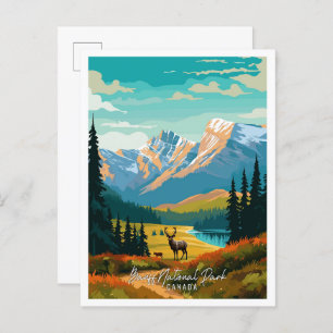 Carte Postale Illustration de voyage vintage de Banff Canada Art
