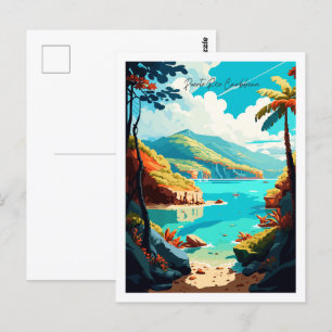 Carte Postale Illustration de voyage vintage de Porto Rico Carib