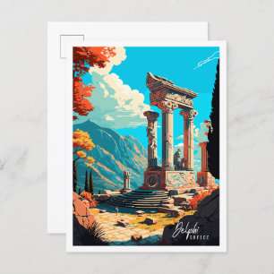 Carte Postale Illustration de voyage vintage Delphi Greece
