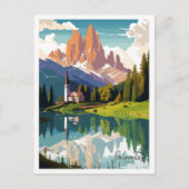 Carte Postale Illustration de voyage vintage Dolomites Italie (Devant)