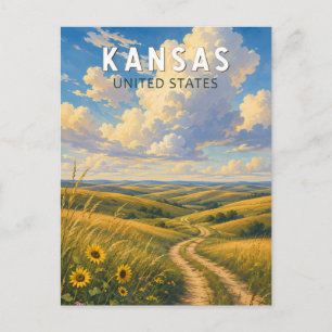 Carte Postale Illustration de voyage vintage du Kansas