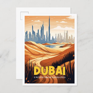 Carte Postale Illustration de voyage vintage Dubaï UAE