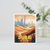 Carte Postale Illustration de voyage vintage Dubaï UAE (Debout devant)