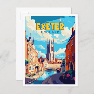 Carte Postale Illustration de voyage vintage Exeter England