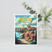 Carte Postale Illustration de voyage vintage Falun Suède (Debout devant)