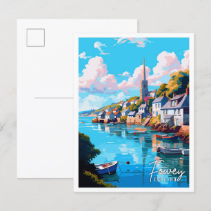 Carte Postale Illustration de voyage vintage Fowey England