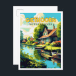 Carte Postale Illustration de voyage vintage Giethoorn Pays-Bas<br><div class="desc">Giethoorn Pays-Bas - illustration du lieu de voyage vintage</div>