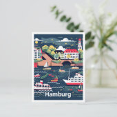 Carte Postale Illustration de voyage vintage Hambourg Allemagne (Debout devant)