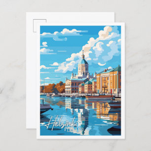 Carte Postale Illustration de voyage vintage Helsinki Finlande