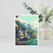 Carte Postale Illustration de voyage vintage Interlaken Suisse (Debout devant)