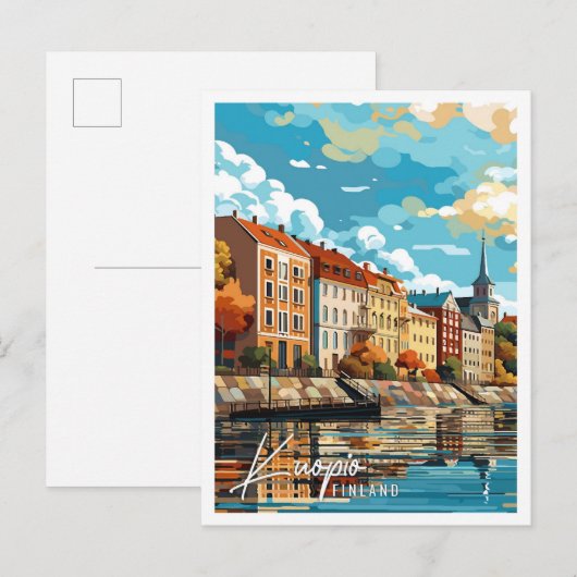 Carte Postale Illustration de voyage vintage Kuopio Finlande (Devant / Derrière)