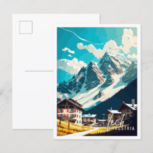 Carte Postale Illustration de voyage vintage Lech Austria Art