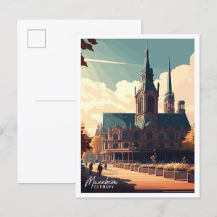 Carte Postale Illustration de voyage vintage Mannheim Allemagne