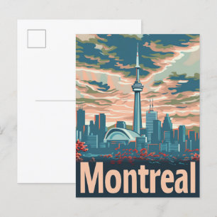 Carte Postale Illustration de voyage Vintage Montréal Canada