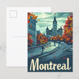 Carte Postale Illustration de voyage Vintage Montréal Canada