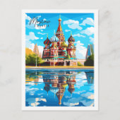 Carte Postale Illustration de voyage vintage Moscou Russie (Devant)