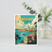 Carte Postale Illustration de voyage vintage Nassau Bahama (Debout devant)