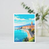 Carte Postale Illustration de voyage vintage Nice France (Debout devant)