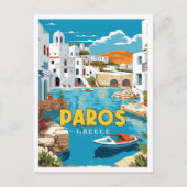 Carte Postale Illustration de voyage vintage Paros Greece (Devant)