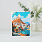 Carte Postale Illustration de voyage vintage Patmos Greece (Debout devant)