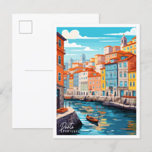 Carte Postale Illustration de voyage vintage Porto Portugal