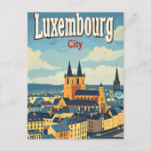 Carte Postale Illustration de voyage Vintage Retro Luxembourg Ci (Devant)