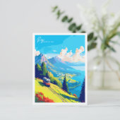 Carte Postale Illustration de voyage vintage Rigi Switzerland (Debout devant)