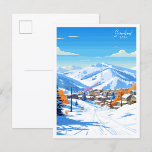 Carte Postale Illustration de voyage vintage Snowbird Utah