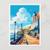 Carte Postale Illustration de voyage vintage Sopot Pologne (Devant)