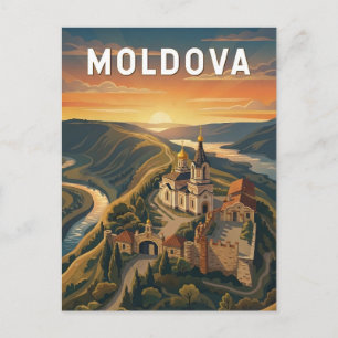 Carte Postale Illustration de voyage vintage sur la Moldavie