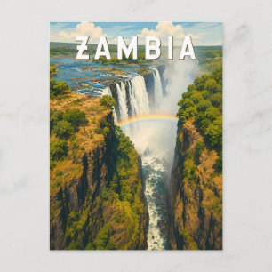 Carte Postale Illustration de voyage vintage sur la Zambie