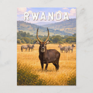 Carte Postale Illustration de voyage vintage sur le Rwanda
