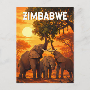 Carte Postale Illustration de voyage vintage sur le Zimbabwe