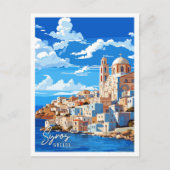 Carte Postale Illustration de voyage vintage Syros Greece (Devant)