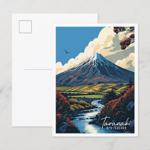 Carte Postale Illustration de voyage vintage Taranaki Nouvelle-Z