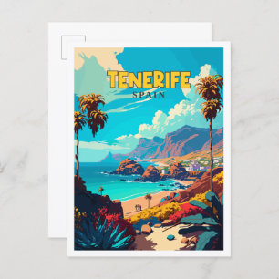 Carte Postale Illustration de voyage vintage Tenerife Espagne